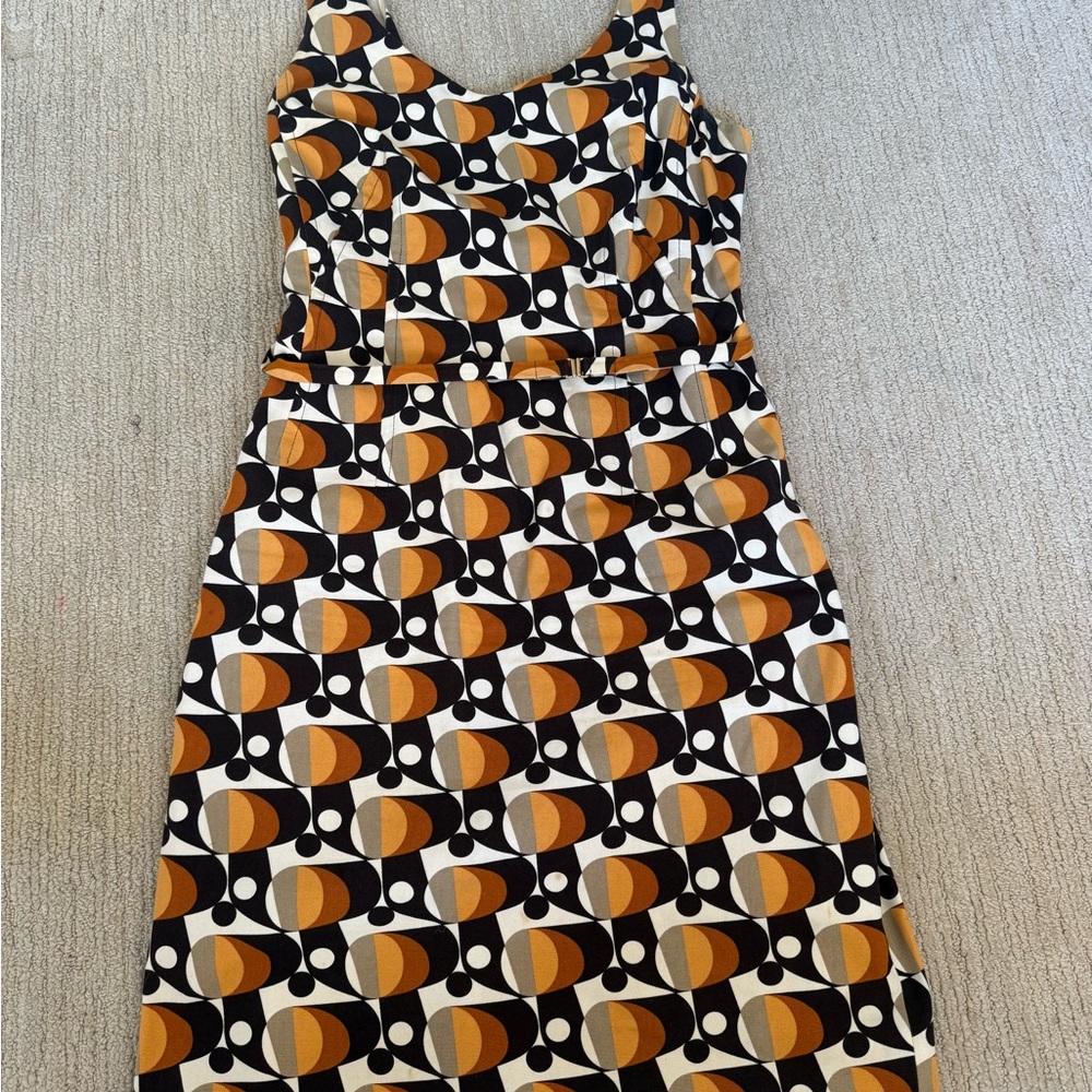 Boss Black and Orange Patterned Midi Dress